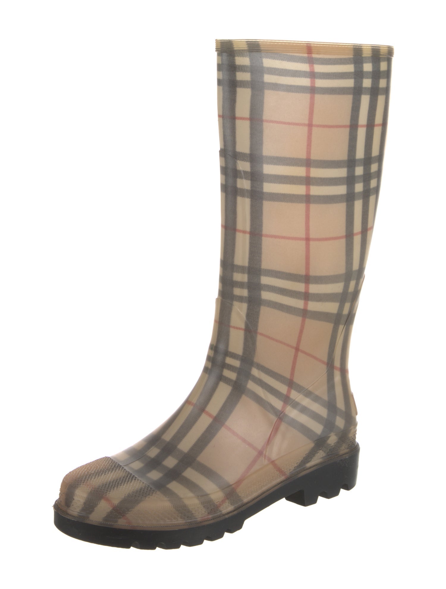 Burberry Nova Check Pattern Rubber Rain Boots